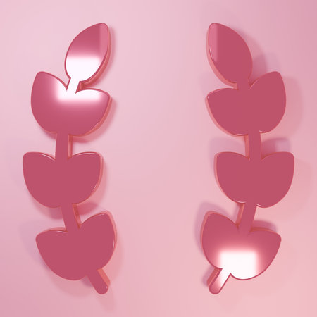 Pink Laurel wreath icon isolated on pink background. Triumph symbol. Minimalism concept. 3D render illustration.の写真素材