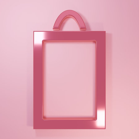 Pink Picture icon isolated on pink background. Minimalism concept. 3D render illustration.の写真素材