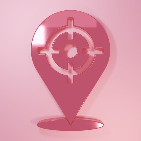 Pink Target sport icon isolated on pink background. Clean target with numbers for shooting range or shooting. Minimalism concept. 3D render illustration.の写真素材