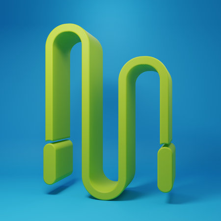 Green Jump rope icon isolated on blue background. Skipping rope. Sport equipment. Minimalism concept. 3D render illustration.の写真素材