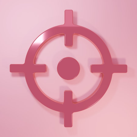 Pink Target sport icon isolated on pink background. Clean target with numbers for shooting range or shooting. Minimalism concept. 3D render illustration.の写真素材