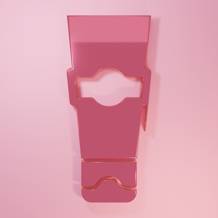 Pink Tube of toothpaste icon isolated on pink background. Minimalism concept. 3D render illustration.の写真素材