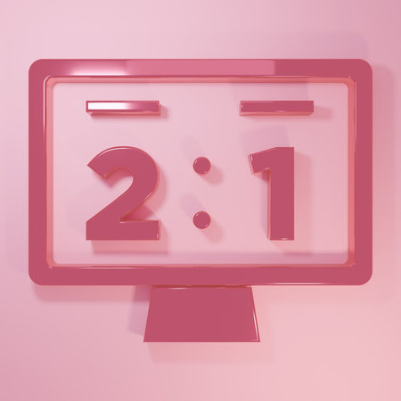 Pink Sport mechanical scoreboard and result display icon isolated on pink background. Minimalism concept. 3D render illustration.の写真素材