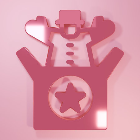Pink Jack in the box toy icon isolated on pink background. Jester out of the box. Minimalism concept. 3D render illustration.の写真素材