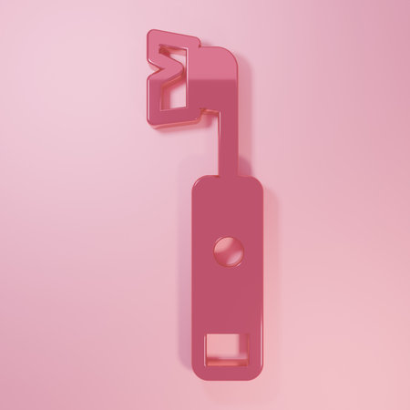Pink Electric toothbrush icon isolated on pink background. Minimalism concept. 3D render illustration.の写真素材