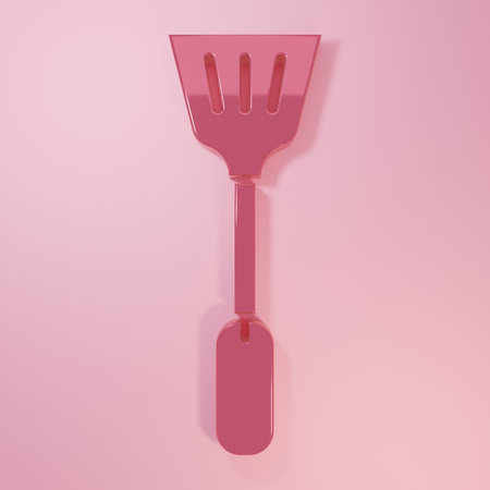 Pink Fly swatter icon isolated on pink background. Minimalism concept. 3D render illustration.の写真素材