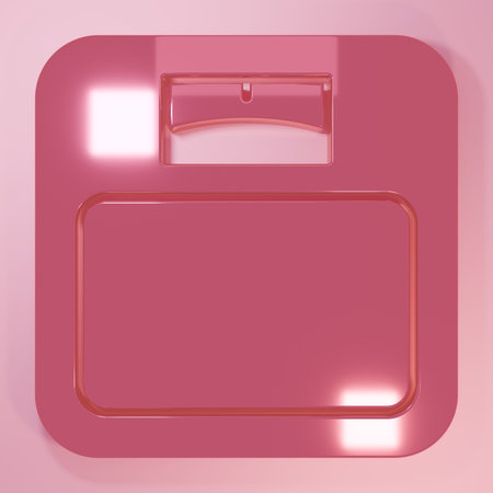 Pink Bathroom scales icon isolated on pink background. Weight measure equipment. Weight Scale fitness sport concept. Minimalism concept. 3D render illustration.の写真素材