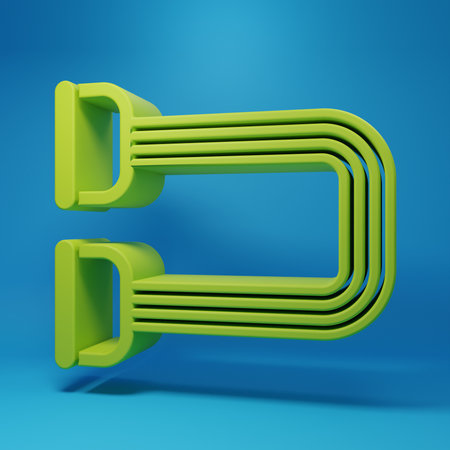 Green Chest expander icon isolated on blue background. Minimalism concept. 3D render illustration.の写真素材