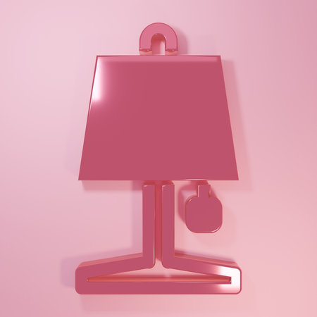 Pink Table lamp icon isolated on pink background. Minimalism concept. 3D render illustration.の写真素材