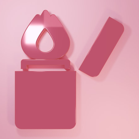 Pink Lighter icon isolated on pink background. Minimalism concept. 3D render illustration.の写真素材