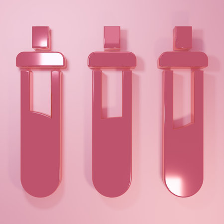 Pink Reagent bottle for physics and chemistry icon isolated on pink background. Minimalism concept. 3D render illustration.の写真素材