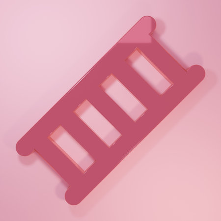 Pink Fire escape icon isolated on pink background. Pompier ladder. Fireman scaling ladder with a pole. Minimalism concept. 3D render illustration.の写真素材
