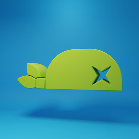 Green Pirate bandana for head icon isolated on blue background. Minimalism concept. 3D render illustration.の写真素材