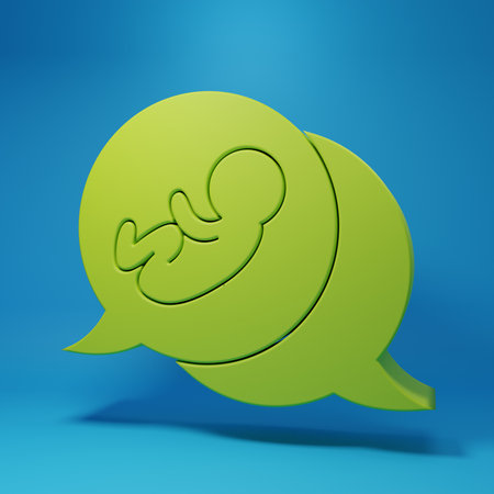 Green Baby icon isolated on blue background. Minimalism concept. 3D render illustration.の写真素材