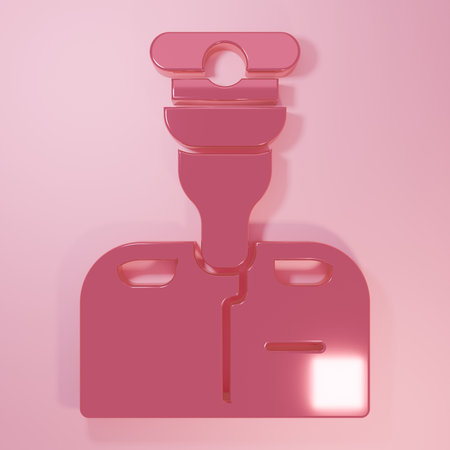 Pink Captain of ship icon isolated on pink background. Travel tourism nautical transport. Voyage passenger ship, cruise liner. Minimalism concept. 3D render illustration.の写真素材