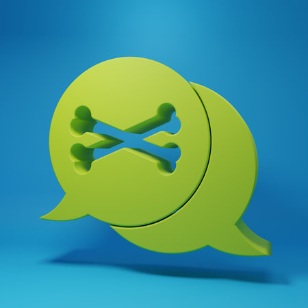 Green Location pirate icon isolated on blue background. Minimalism concept. 3D render illustration.の写真素材