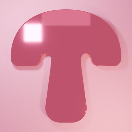 Pink Mushroom icon isolated on pink background. Minimalism concept. 3D render illustration.の写真素材
