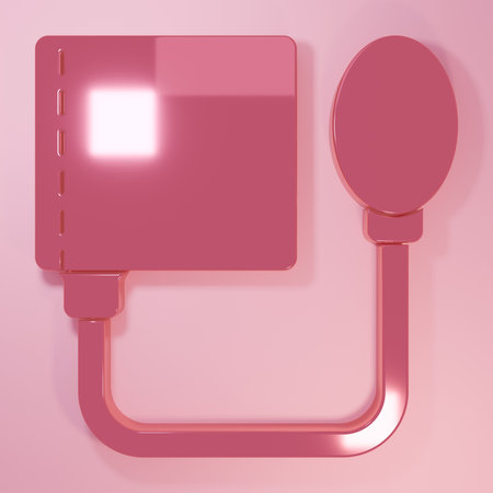 Pink Blood pressure icon isolated on pink background. Minimalism concept. 3D render illustration.の写真素材