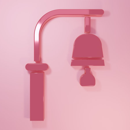 Pink Train station bell icon isolated on pink background. Minimalism concept. 3D render illustration.の写真素材