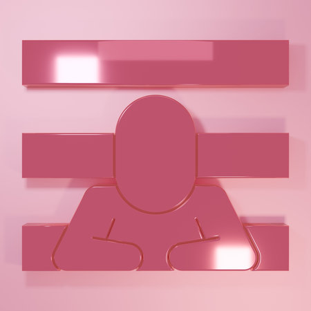 Pink Prisoner icon isolated on pink background. Minimalism concept. 3D render illustration.