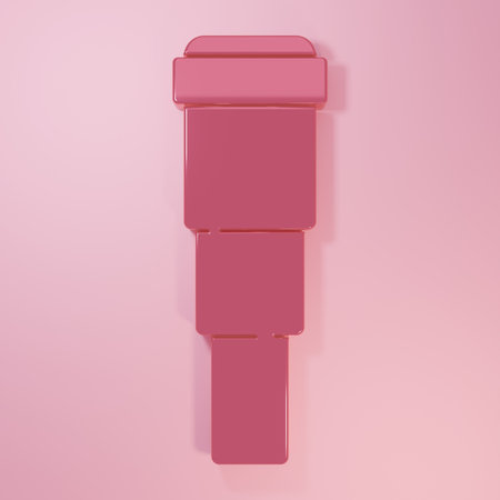 Pink Spyglass telescope lens icon isolated on pink background. Sailor spyglass. Minimalism concept. 3D render illustration.の写真素材