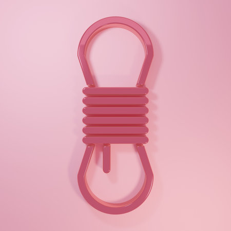 Pink Climber rope icon isolated on pink background. Extreme sport. Sport equipment. Minimalism...