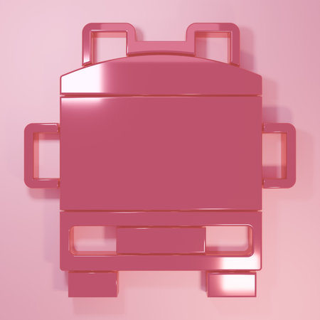 Pink Fire truck icon isolated on pink background. Fire engine. Firefighters emergency vehicle. Minimalism concept. 3D render illustration.の写真素材