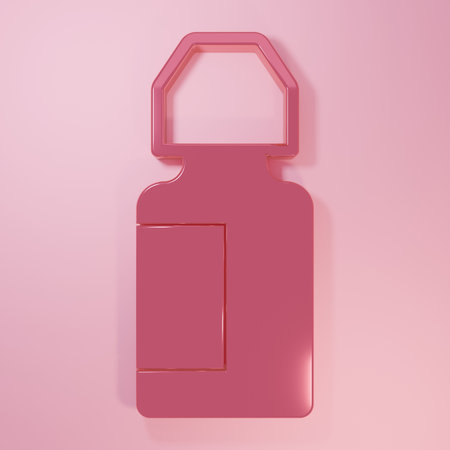 Pink Eye drop bottle icon isolated on pink background. Minimalism concept. 3D render illustration.の写真素材