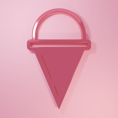Pink Fire cone bucket icon isolated on pink background. Metal cone bucket empty or with water for fire fighting. Minimalism concept. 3D render illustration.の写真素材