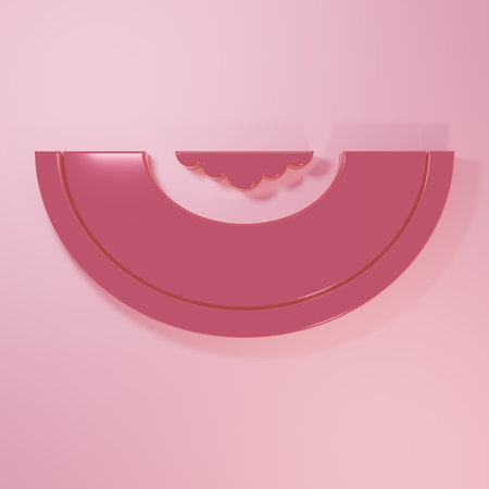 Pink Melon fruit icon isolated on pink background. Minimalism concept. 3D render illustration.の写真素材