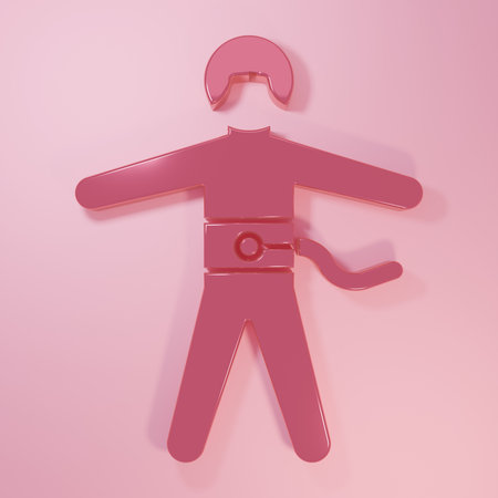 Pink Bungee jumping icon isolated on pink background. Minimalism concept. 3D render illustration.の写真素材