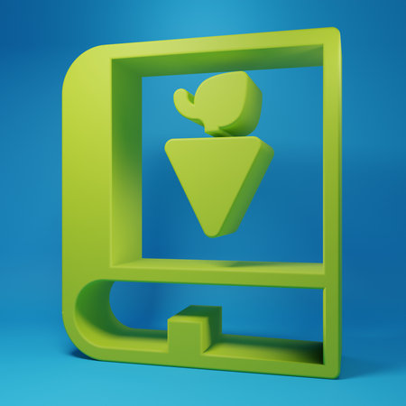 Green Book about grapes icon isolated on blue background. Minimalism concept. 3D render illustration.の写真素材