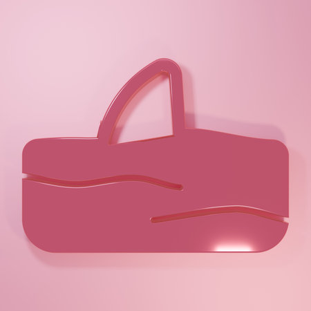 Pink Shark fin in ocean wave icon isolated on pink background. Minimalism concept. 3D render illustration.の写真素材