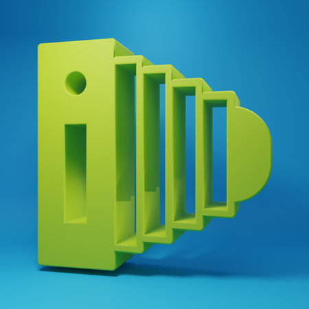 Green Photo camera icon isolated on blue background. Foto camera. Digital photography. Minimalism...