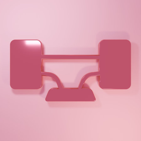 Pink Skateboard wheel icon isolated on pink background. Skateboard suspension. Skate wheel Minimalism concept. 3D render illustration.の写真素材
