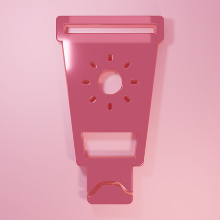Pink Sunscreen cream in tube icon isolated on pink background. Protection for the skin from solar ultraviolet light. Minimalism concept. 3D render illustration.の写真素材