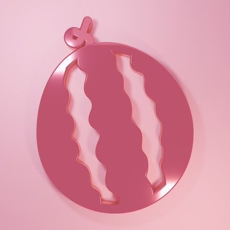 Pink Watermelon icon isolated on pink background. Minimalism concept. 3D render illustration.の写真素材