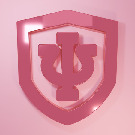Pink Psychology icon isolated on pink background. Psi symbol. Mental health concept, psychoanalysis analysis and psychotherapy. Minimalism concept. 3D render illustration.の写真素材