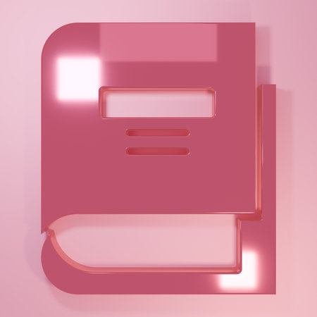 Pink Book icon isolated on pink background. Minimalism concept. 3D render illustration.の写真素材