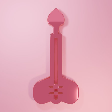 Pink Arrow icon isolated on pink background. Minimalism concept. 3D render illustration.の写真素材