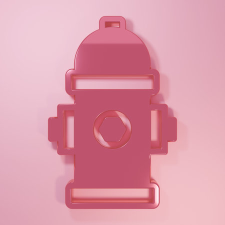 Pink Fire hydrant icon isolated on pink background. Minimalism concept. 3D render illustration.の写真素材