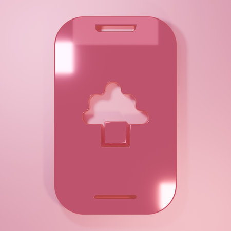 Pink Cloud technology data transfer and storage icon isolated on pink background. Minimalism concept. 3D render illustration.の写真素材