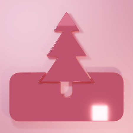 Pink Tree icon isolated on pink background. Forest symbol. Minimalism concept. 3D render illustration.の写真素材