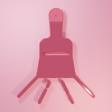 Pink Paint brush icon isolated on pink background. Minimalism concept. 3D render illustration.の写真素材