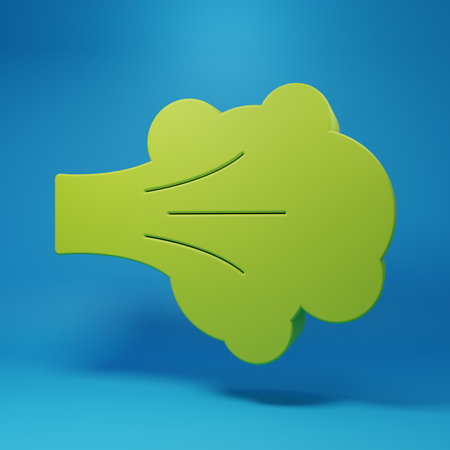Green Paint spray icon isolated on blue background. Minimalism concept. 3D render illustration.の写真素材