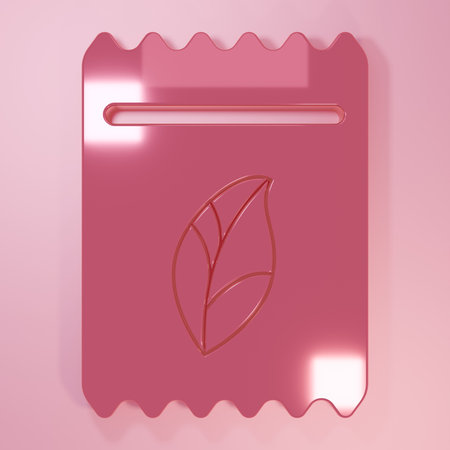 Pink Pack full of seeds of a specific plant icon isolated on pink background. Minimalism concept. 3D render illustration.の写真素材