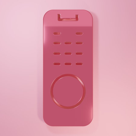 Pink Remote control icon isolated on pink background. Minimalism concept. 3D render illustration.の写真素材