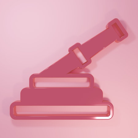 Pink Fire hose reel icon isolated on pink background. Minimalism concept. 3D render illustration.の写真素材