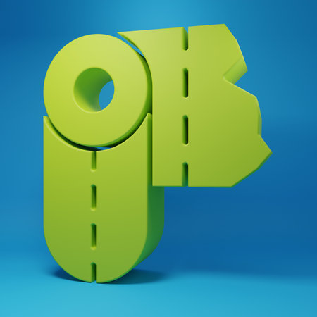 Green Paper towel roll icon isolated on blue background. Minimalism concept. 3D render illustration.の写真素材