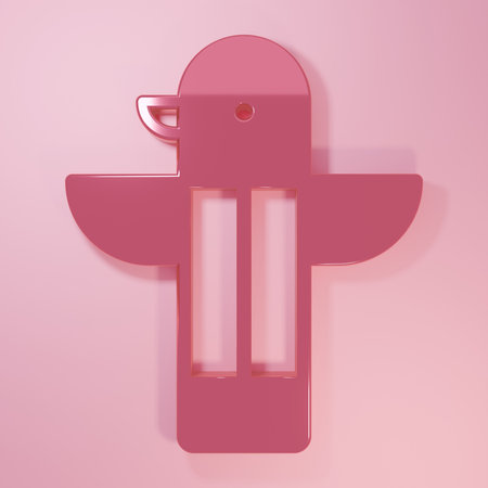 Pink Canadian totem pole icon isolated on pink background. Minimalism concept. 3D render illustration.の写真素材